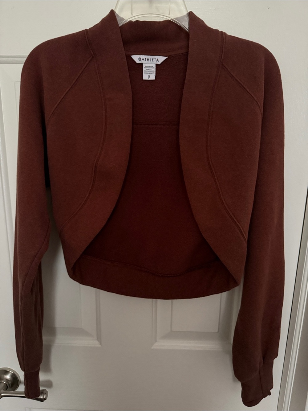 Athleta Cropped Open-Front Sweatshirt Jacket